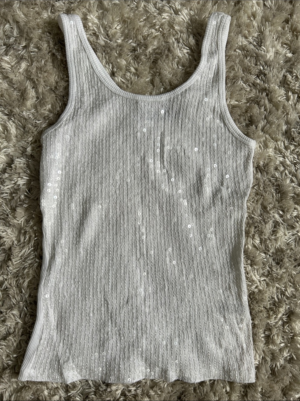 The Limited White Sequin Ribbed Tank